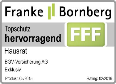 Franke und Bornberg bewertet BGV-Hausratversicherung mit „HERVORRAGEND“