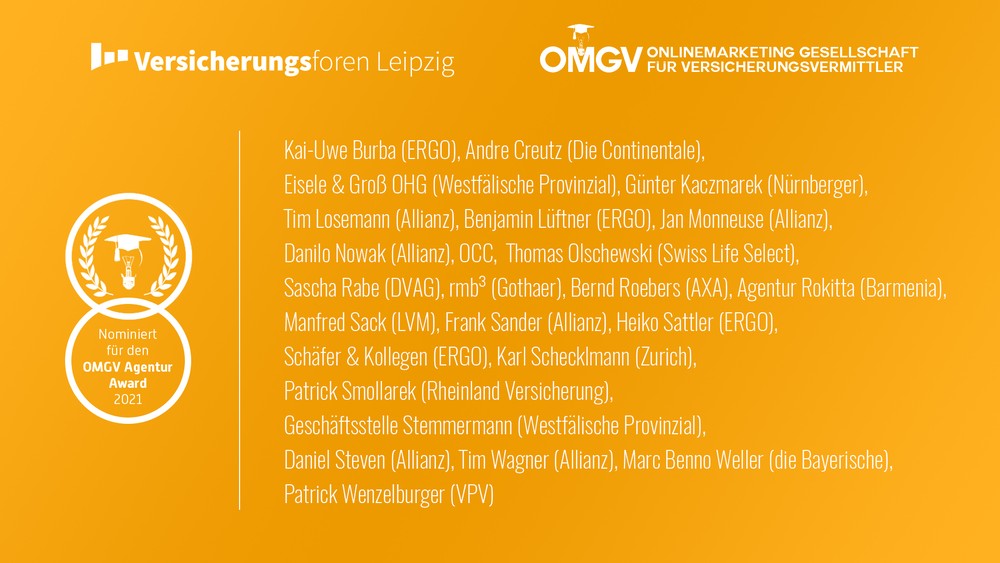 Diese 25 Vermittler sind für den OMGV Agentur Award 2021 nominiert