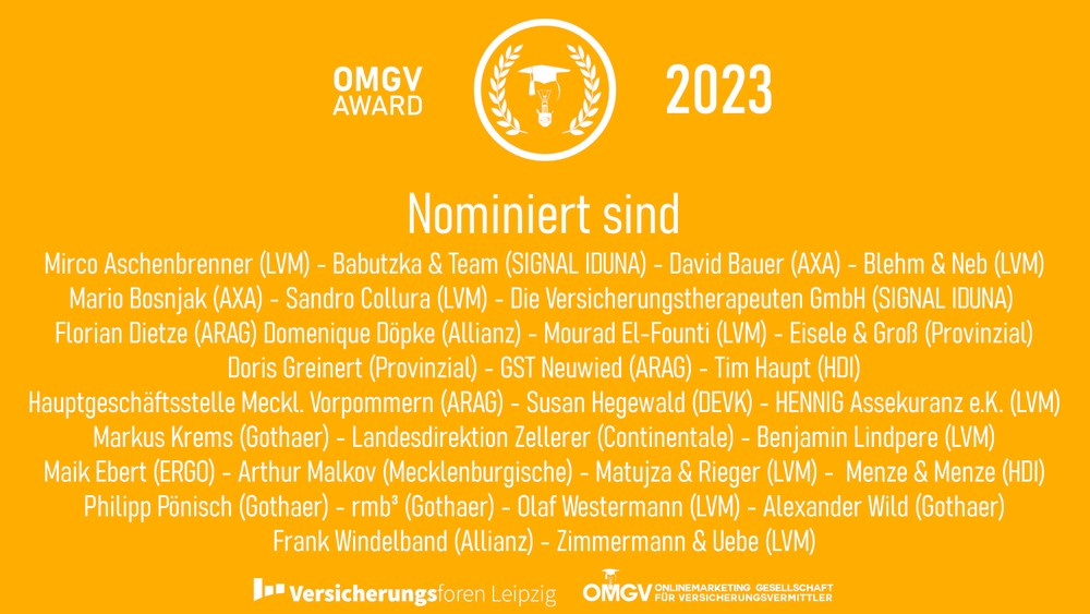 Diese 30 sind für den OMGV Agentur AWARD 2023 nominiert